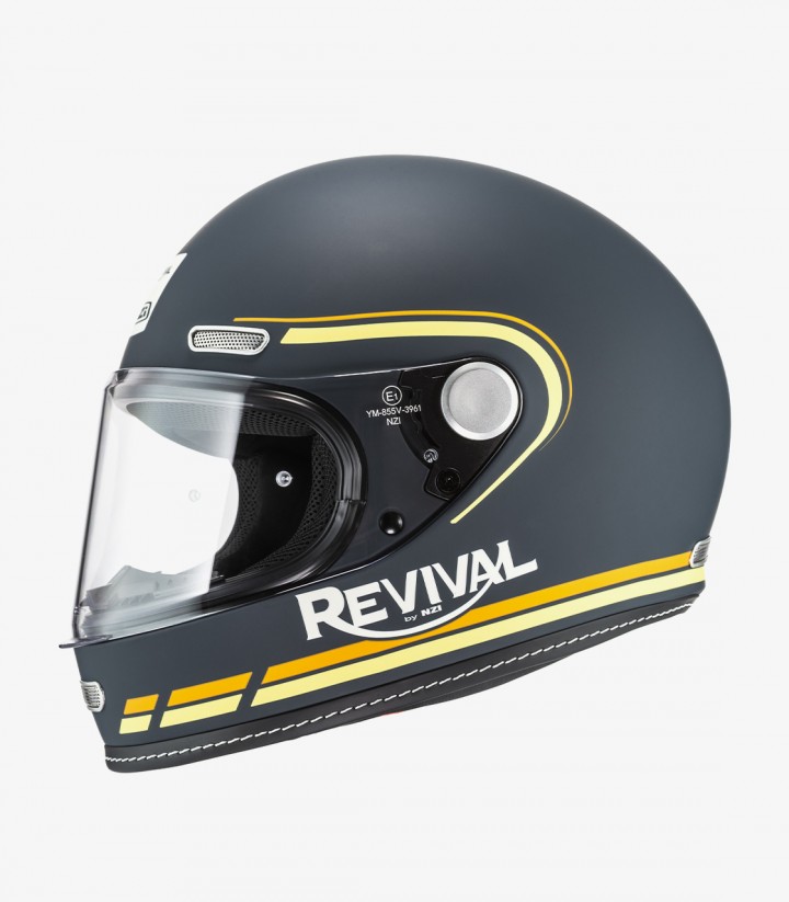 Integralhelm NZI Revival Dunkelblau und Orange matt