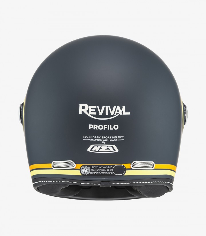 Casco Integral NZI Revival Azul Oscuro y Naranja Mate