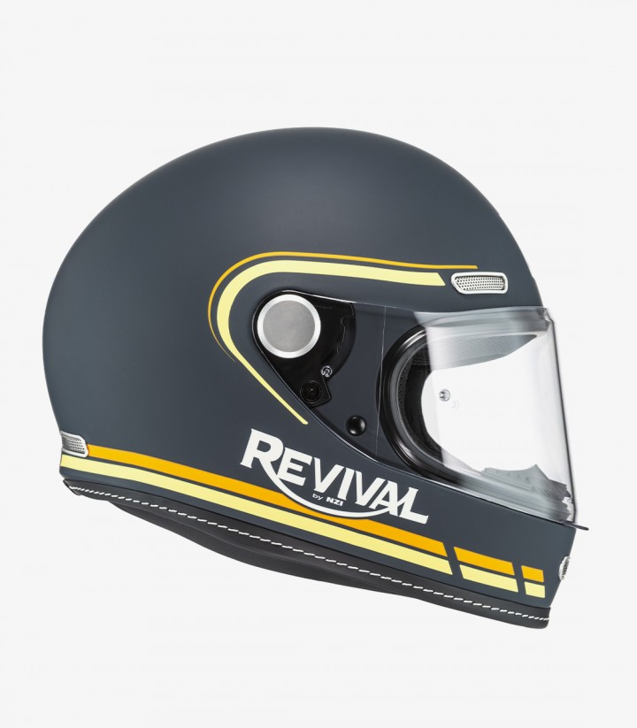 Casco Integral NZI Revival Azul Oscuro y Naranja Mate