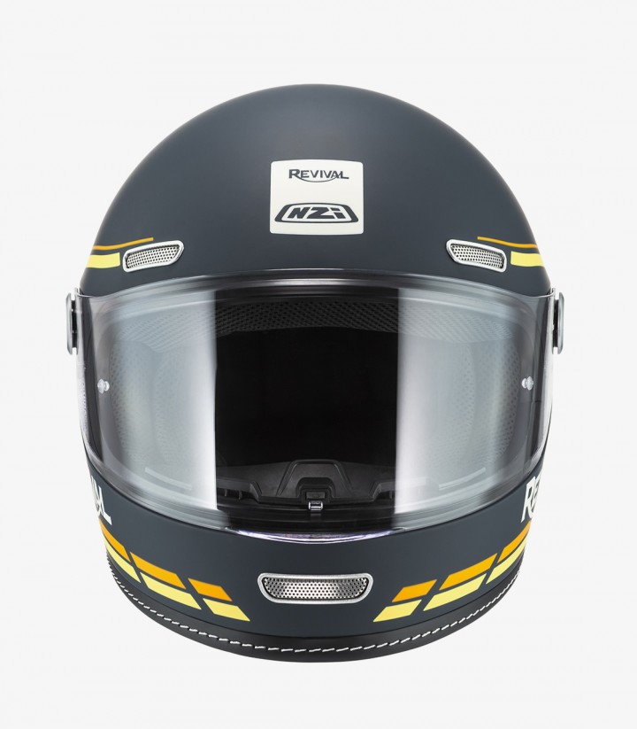 Integralhelm NZI Revival Dunkelblau und Orange matt