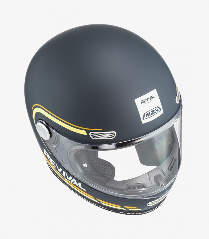 Casco Integral NZI Revival Azul Oscuro y Naranja Mate