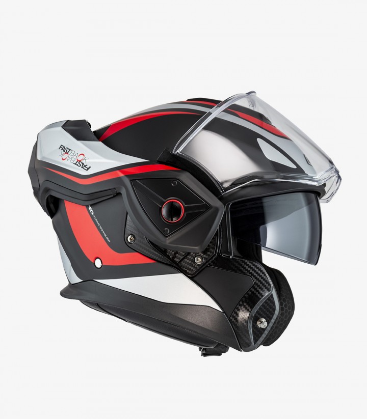 Casco Modular NZI Fastback Duo Summum Negro y Rojo Mate