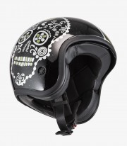 NZI Hopper Viva Black & White Open Face Helmet