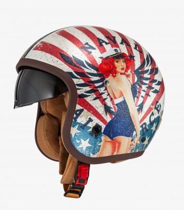 NZI Hopper Naval White & Matte Red Open Face Helmet