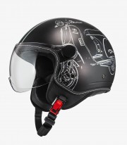 NZI Art B-Vespa Turia Matte Black Open Face Helmet