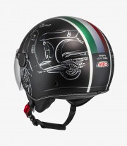 NZI Art B-Vespa Turia Matte Black Open Face Helmet
