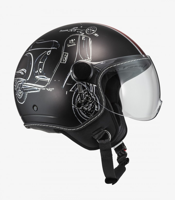 Casco Jet NZI Art B-Vespa Turia Negro Mate