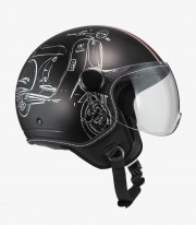 NZI Art B-Vespa Turia Matte Black Open Face Helmet