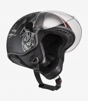 NZI Art B-Vespa Turia Matte Black Open Face Helmet