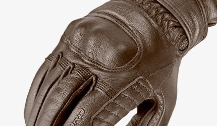 Brown leather motorcycle gloves