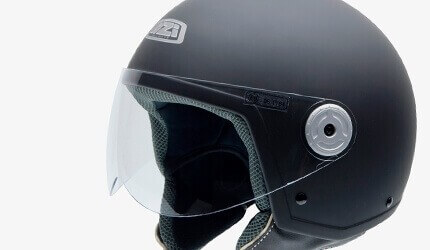 Black motorcycle helmets