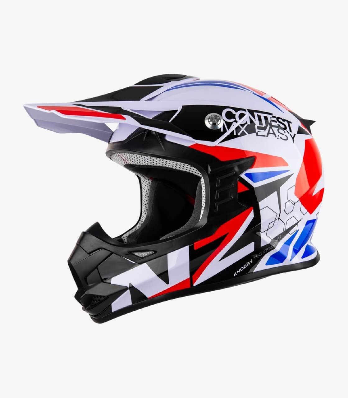 NZI Enduro and motocross helmet in white, blue and red color.