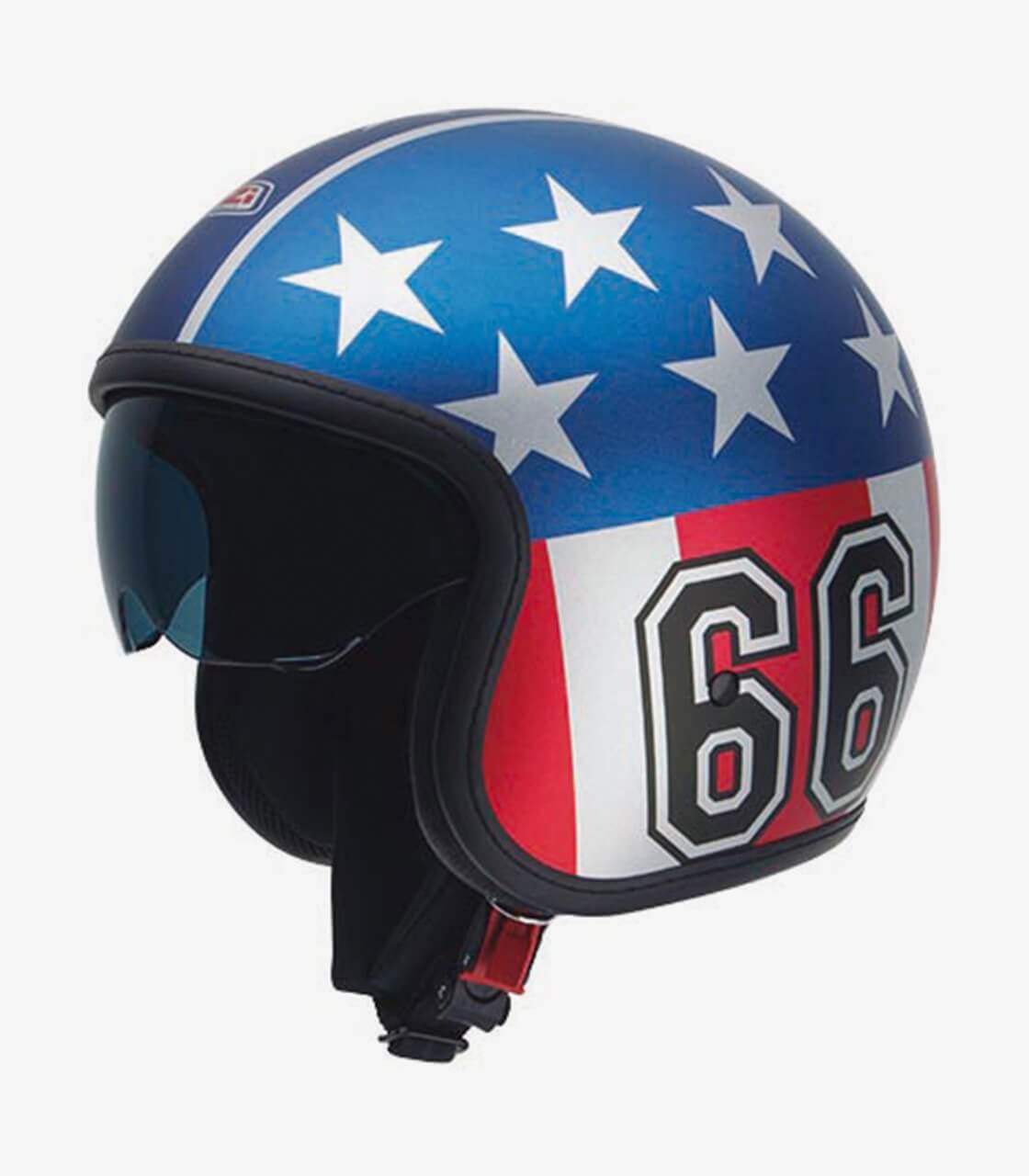 NZI custom jet helmet with the US flag and route 66