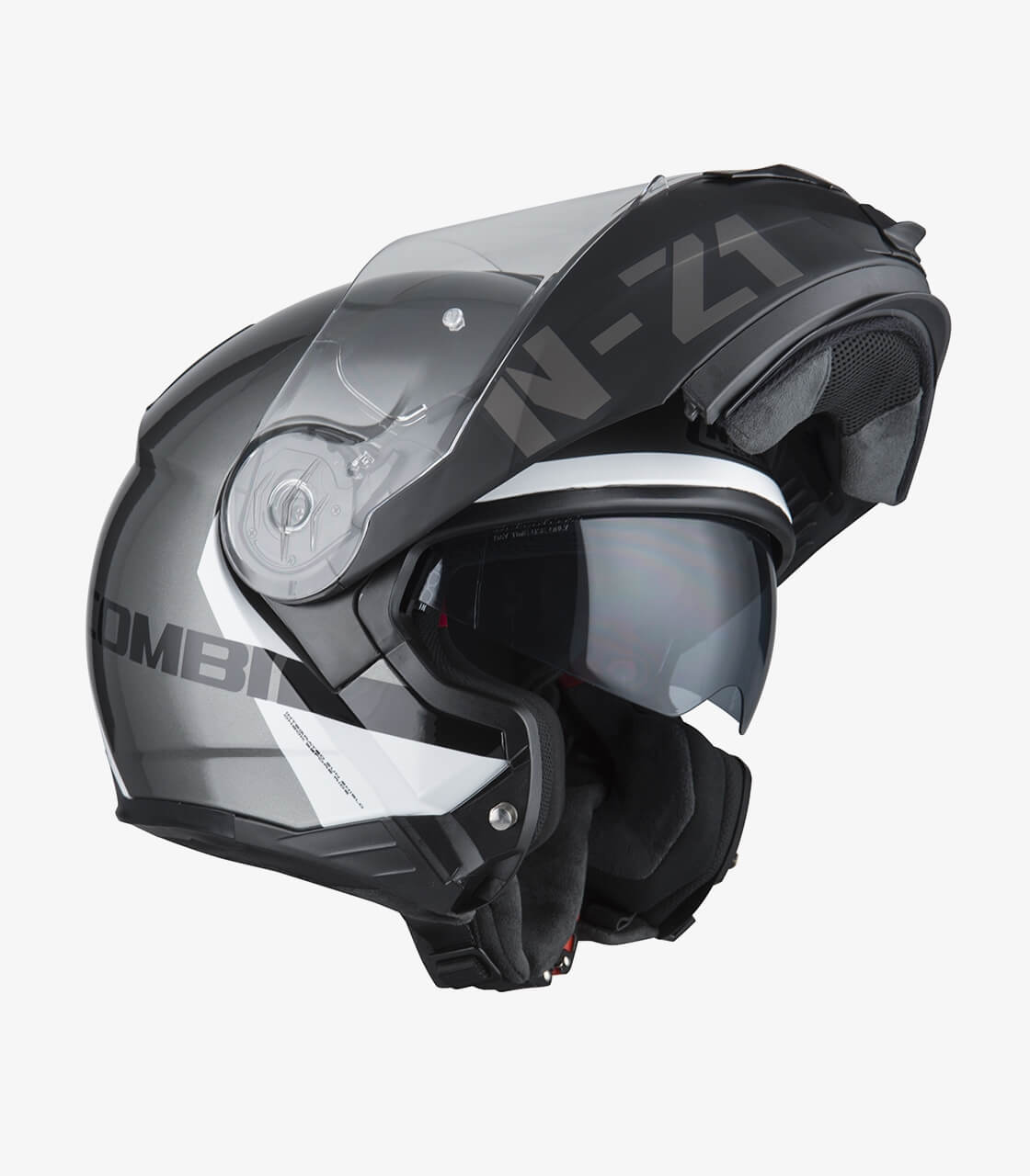 NZI grey open face modular helmet in grey color 