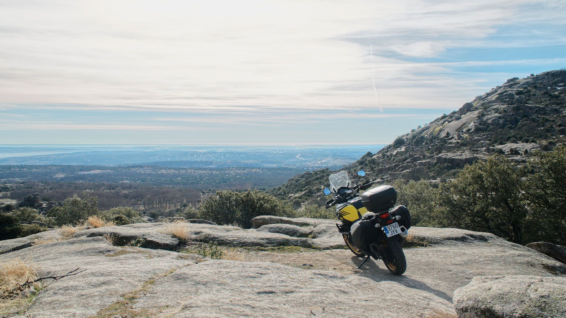 motorcycle parked on the maestrazgo route